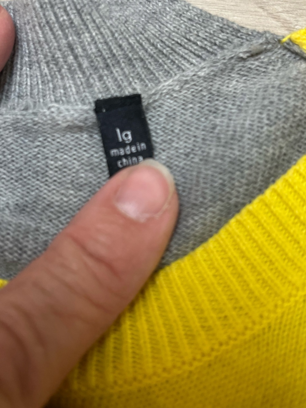 CAbi Yellow & Gray Layered-Back Button Cardigan size large - Picture 5 of 7